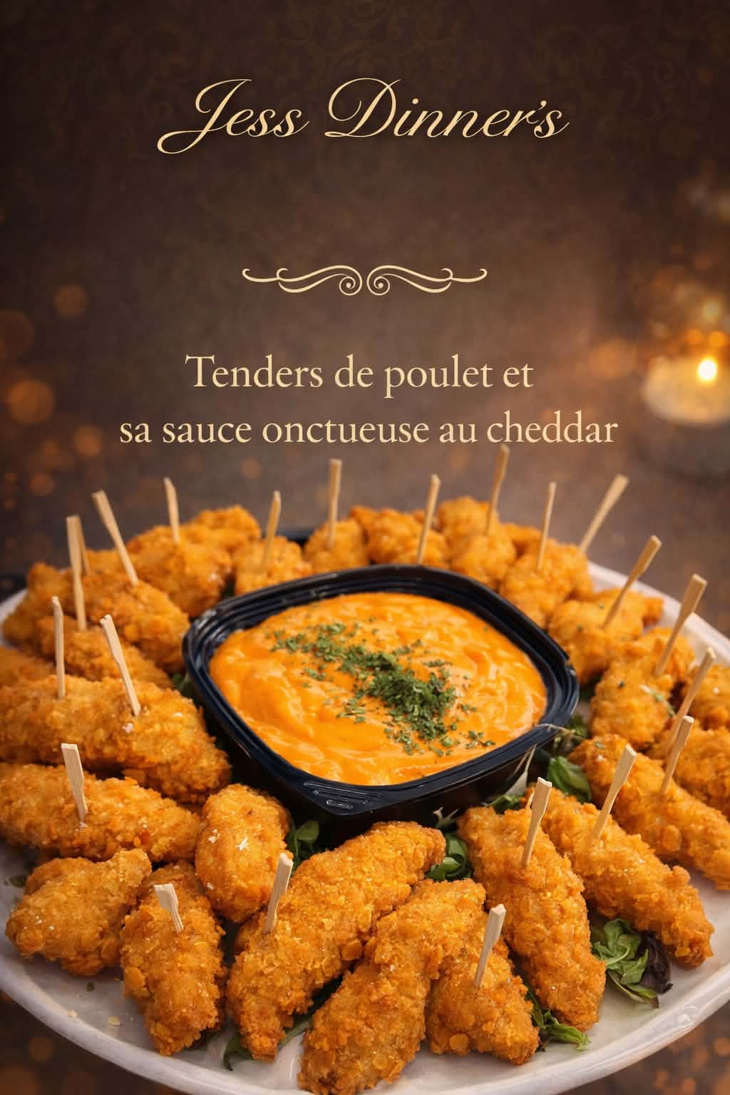 Tenders de poulet et leur sauce onctueuse au cheddar